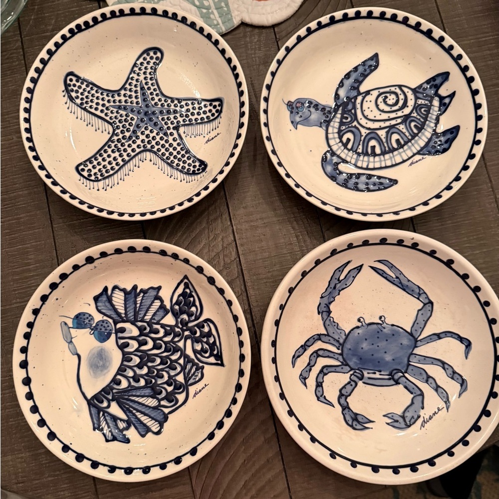 Rare Diane Allen Blue Delft “Come Dream With Me….” Authentic Stoneware Set12 pcs